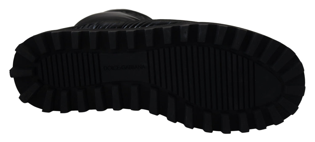 Dolce & Gabbana Schwarze Stiefel Gepolsterte Mittlere Wade Winterschuhe