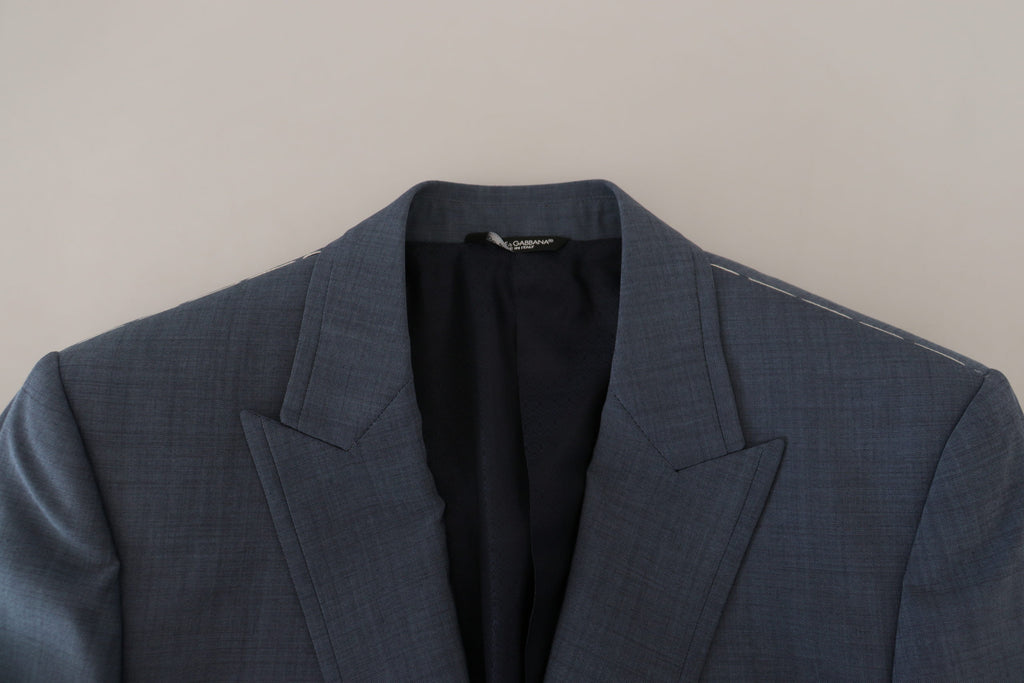 Dolce & Gabbana Blauer Woll-Stretch-Slim-Fit-Jacke Blazer