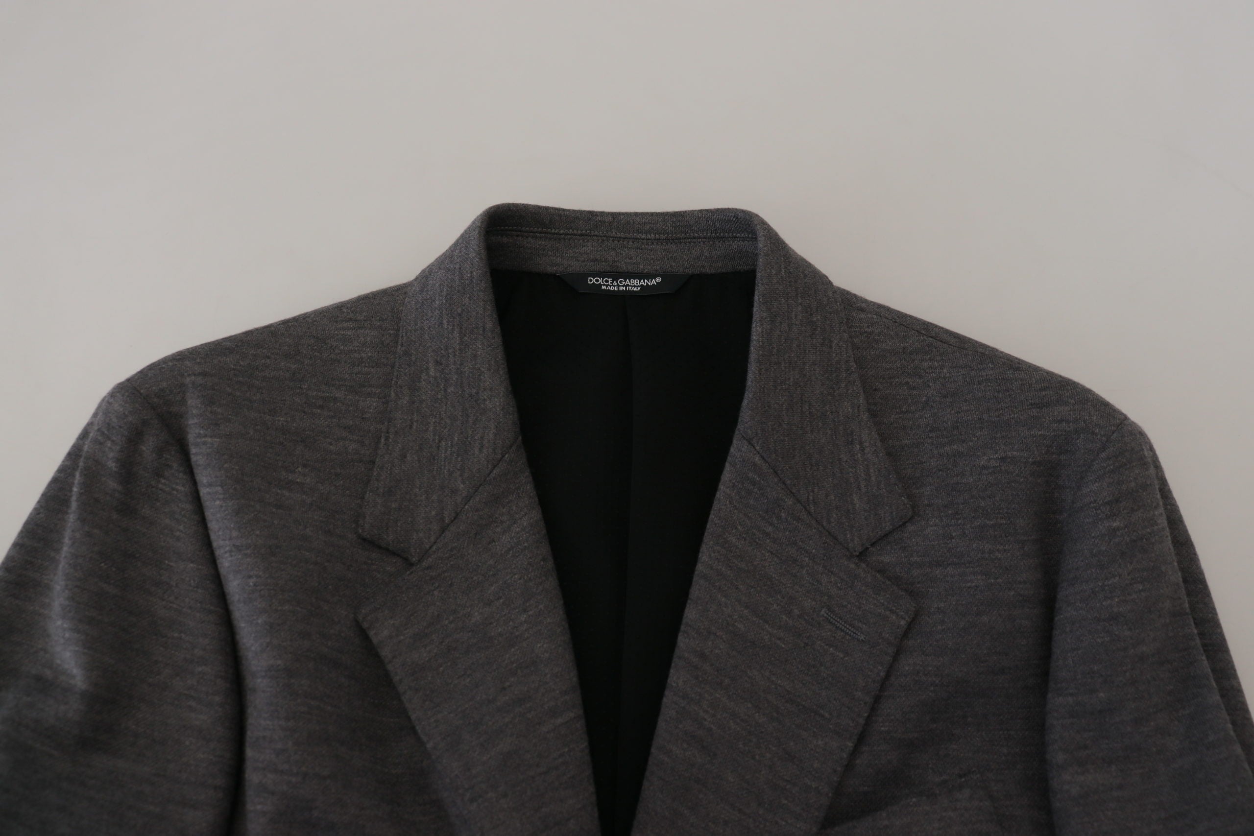 Dolce & Gabbana Graue Wolle Stretch Slim Fit Jacke Blazer