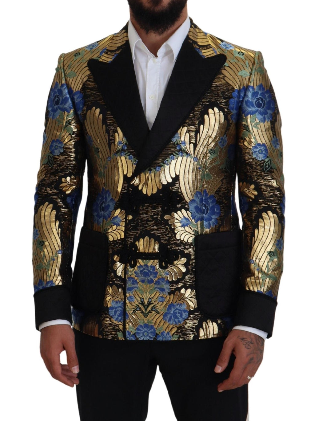 Dolce & Gabbana Gold Lurex Zweireiher Jacke Blazer