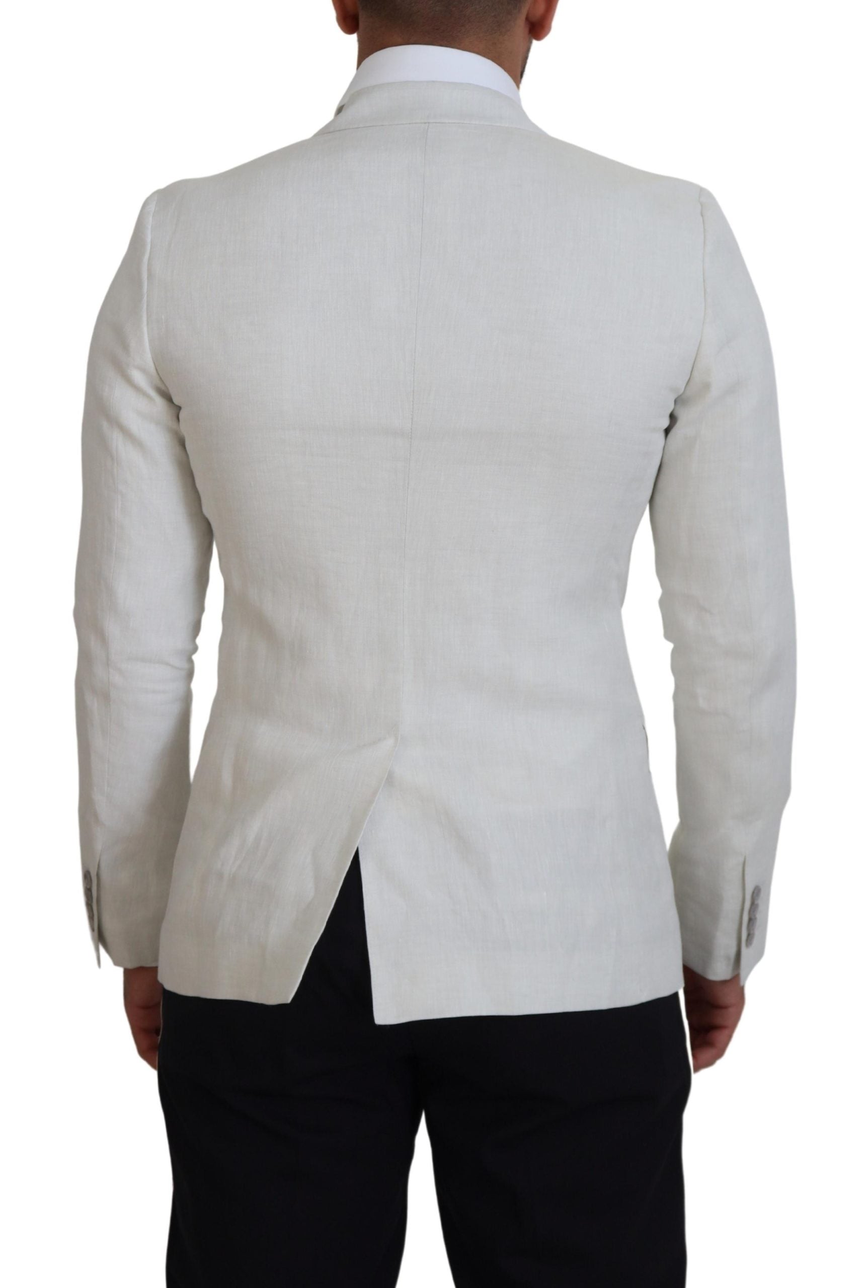 Dolce & Gabbana Weißes Leinen Slim Fit Jacke Blazer