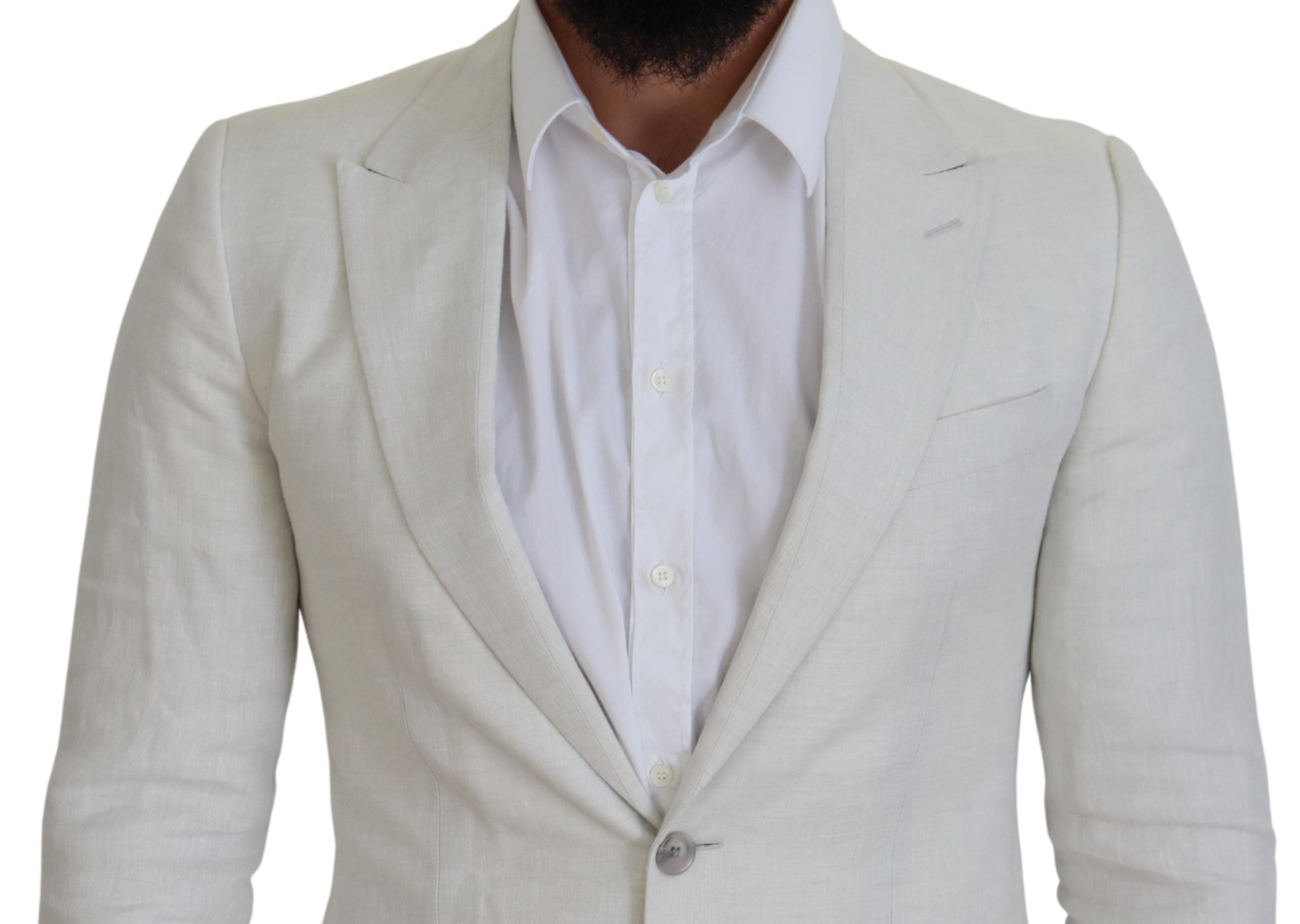 Dolce & Gabbana Weißes Leinen Slim Fit Jacke Blazer