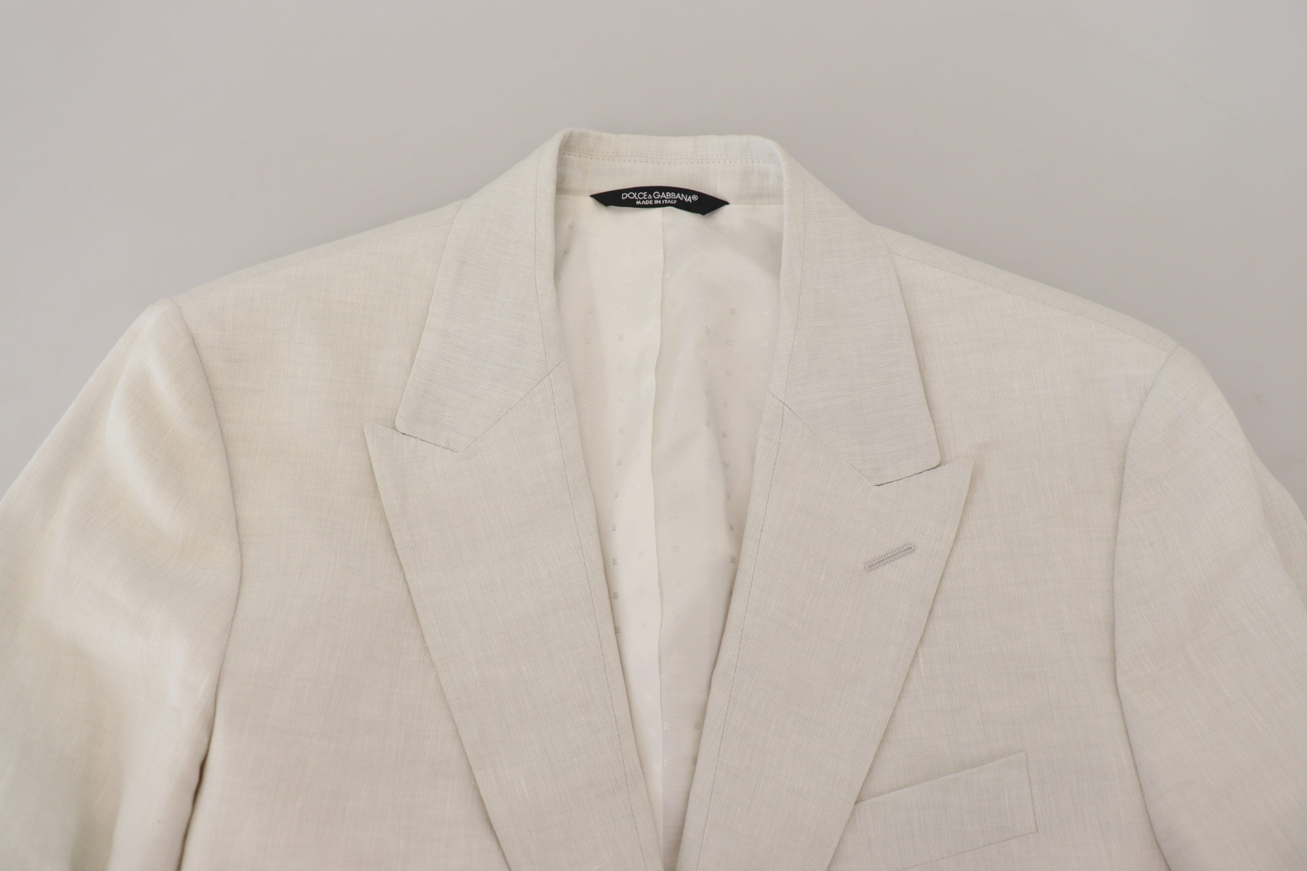 Dolce & Gabbana Weißes Leinen Slim Fit Jacke Blazer