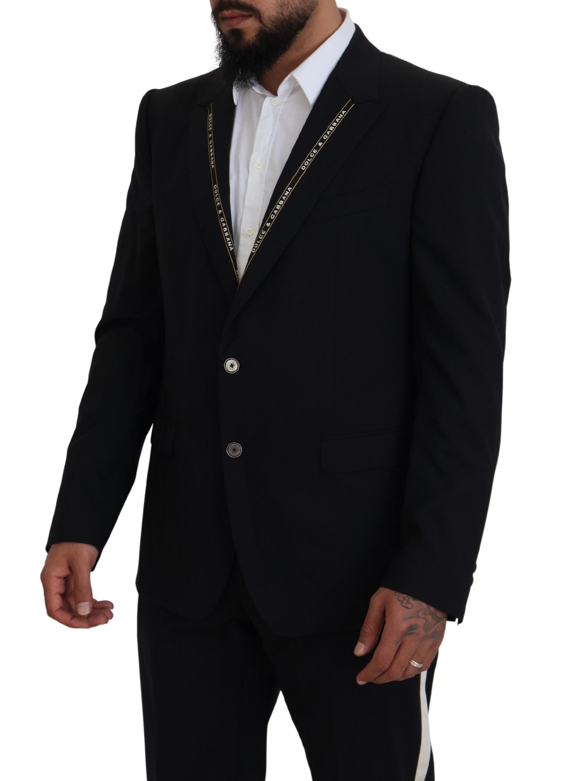 Dolce & Gabbana Schwarze Wolle Stretch Slim Fit Jacke Blazer