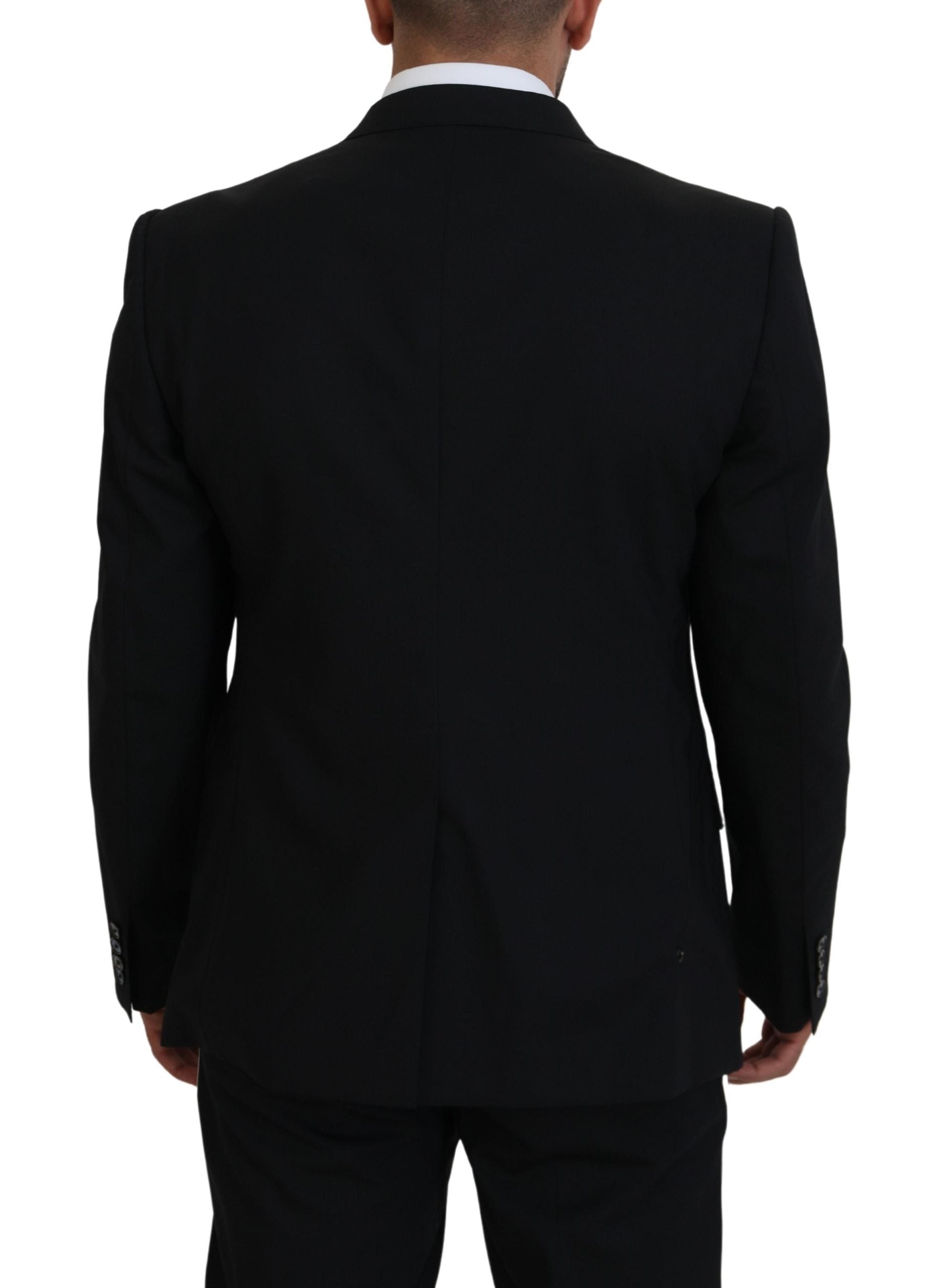 Dolce & Gabbana Schwarze Wolle Stretch Slim Fit Jacke Blazer