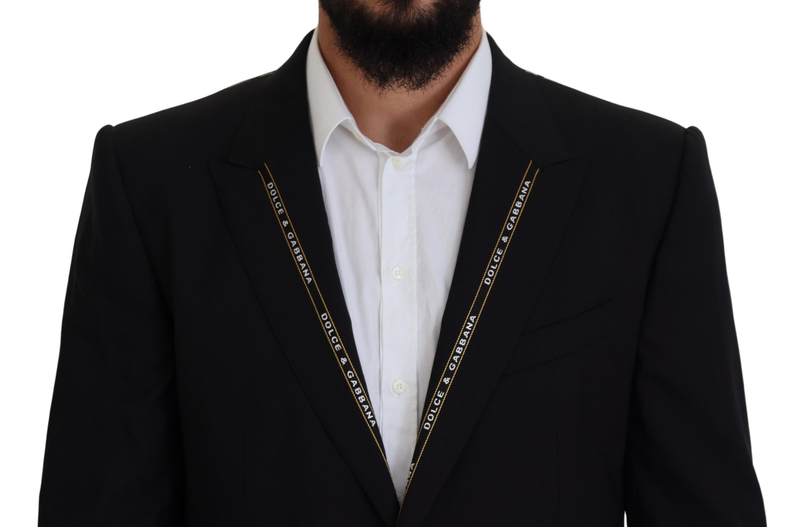 Dolce & Gabbana Schwarze Wolle Stretch Slim Fit Jacke Blazer