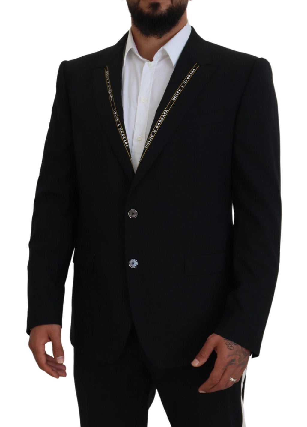 Dolce & Gabbana Schwarze Wolle Stretch Slim Fit Jacke Blazer