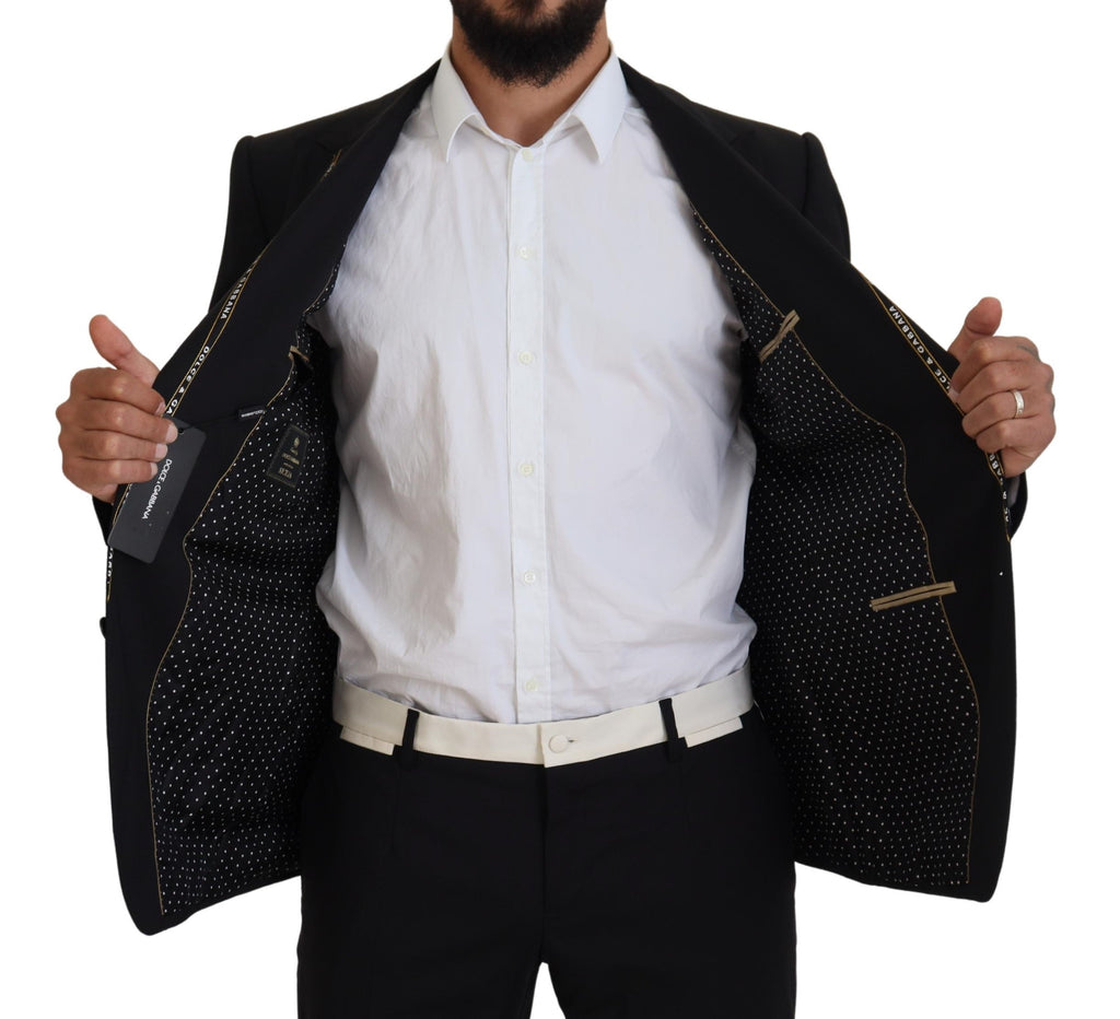 Dolce & Gabbana Schwarze Wolle Stretch Slim Fit Jacke Blazer