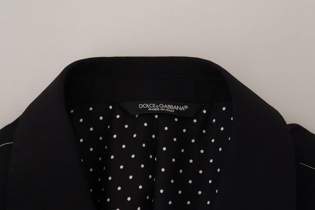 Dolce & Gabbana Schwarze Wolle Stretch Slim Fit Jacke Blazer
