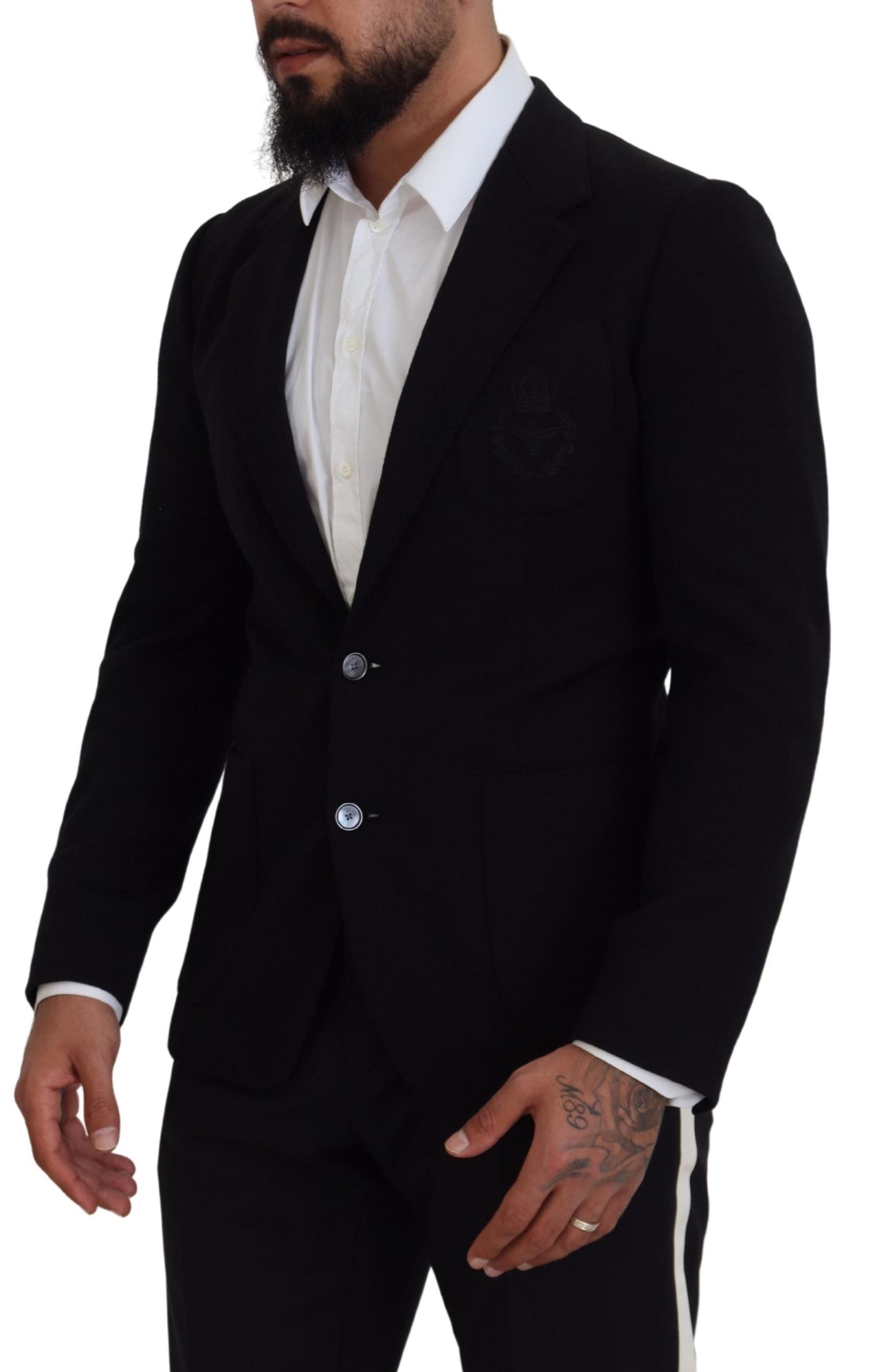 Dolce & Gabbana Schwarze Wollkrone Slim Fit Jacke Blazer