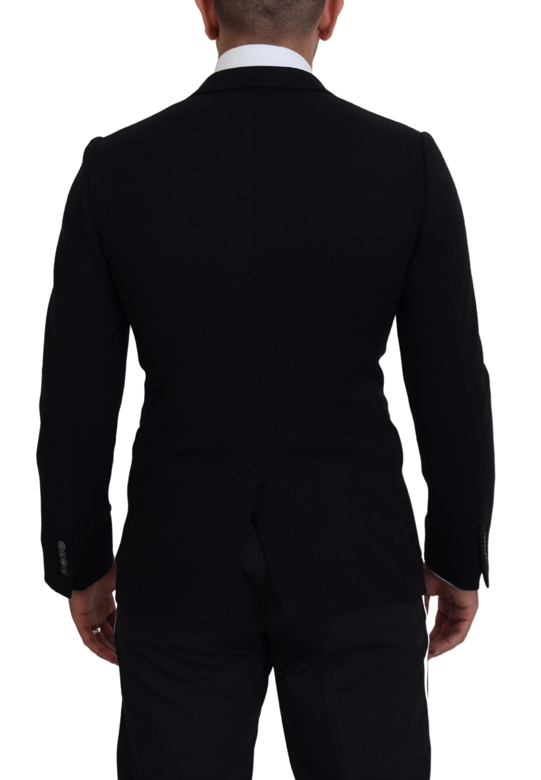 Dolce & Gabbana Schwarze Wollkrone Slim Fit Jacke Blazer
