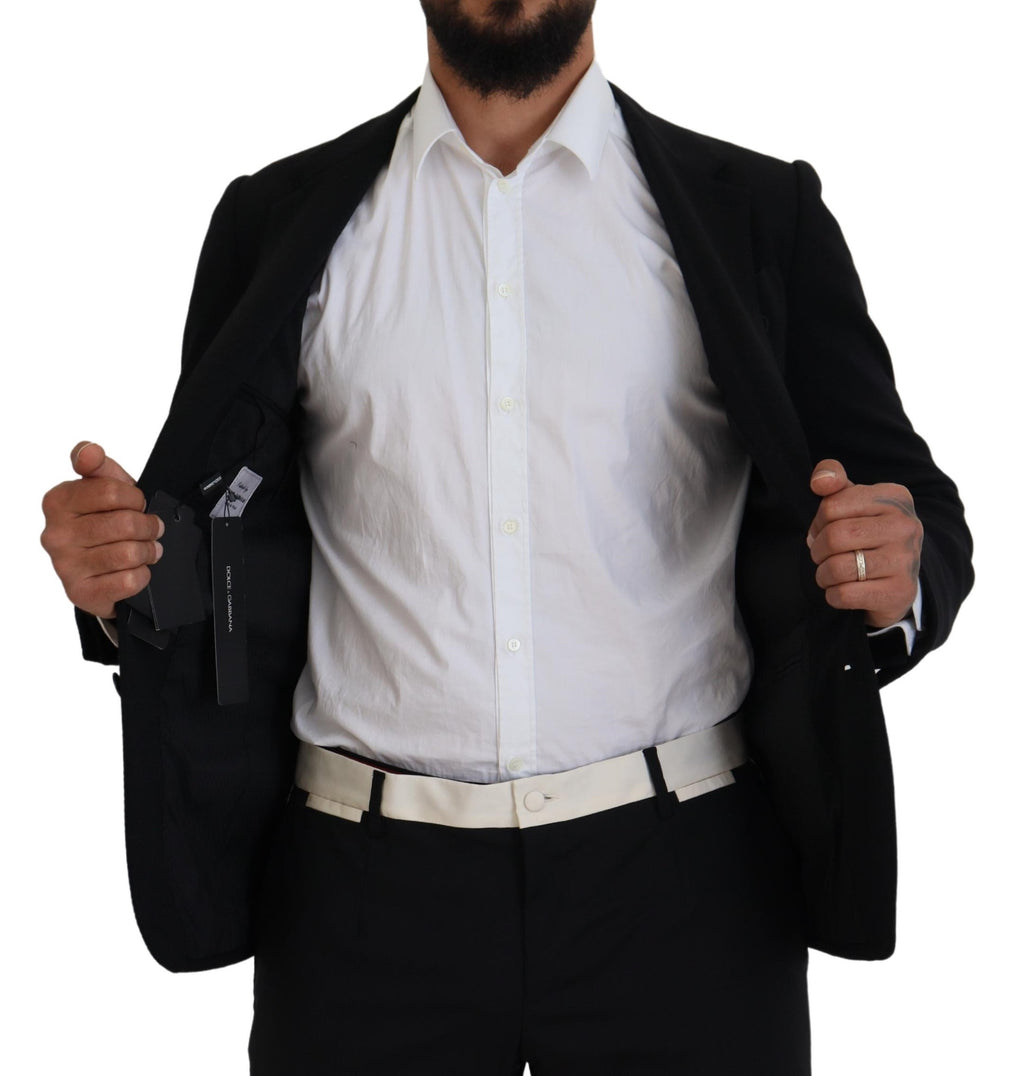 Dolce & Gabbana Schwarze Wollkrone Slim Fit Jacke Blazer
