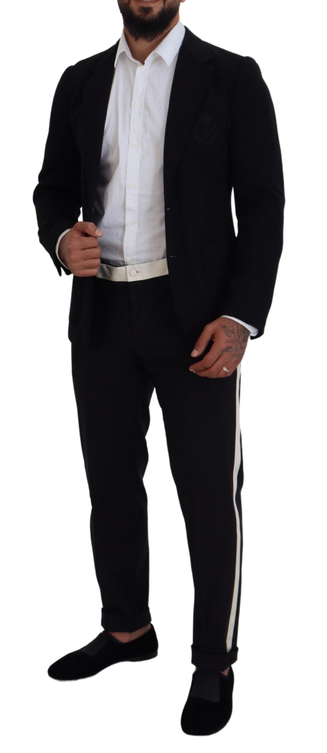 Dolce & Gabbana Schwarze Wollkrone Slim Fit Jacke Blazer