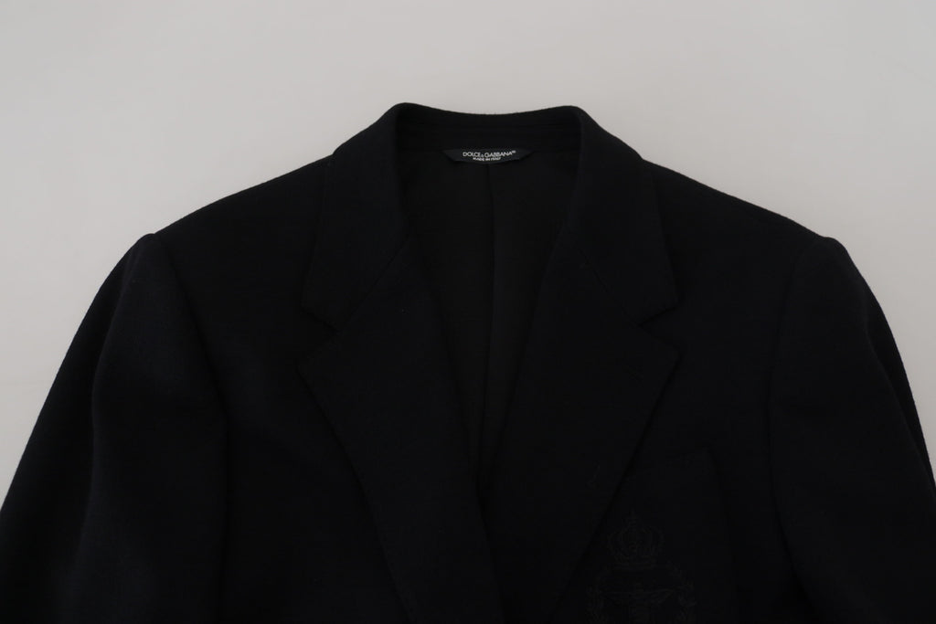 Dolce & Gabbana Schwarze Wollkrone Slim Fit Jacke Blazer