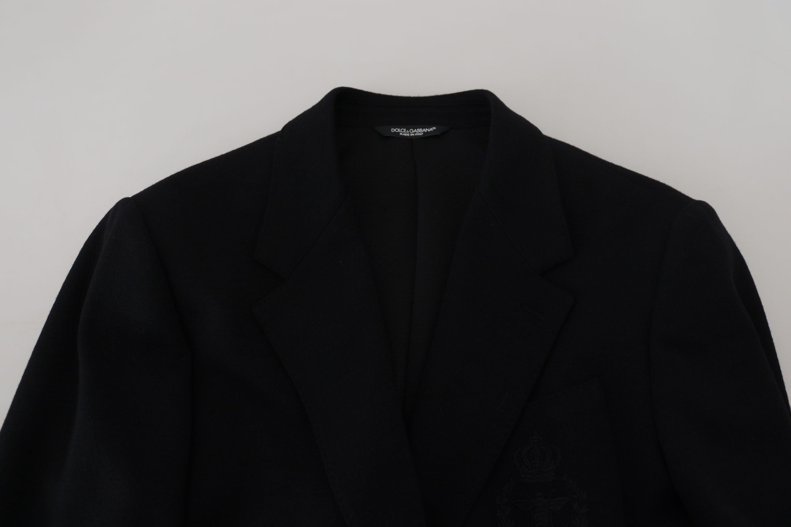 Dolce & Gabbana Schwarze Wollkrone Slim Fit Jacke Blazer