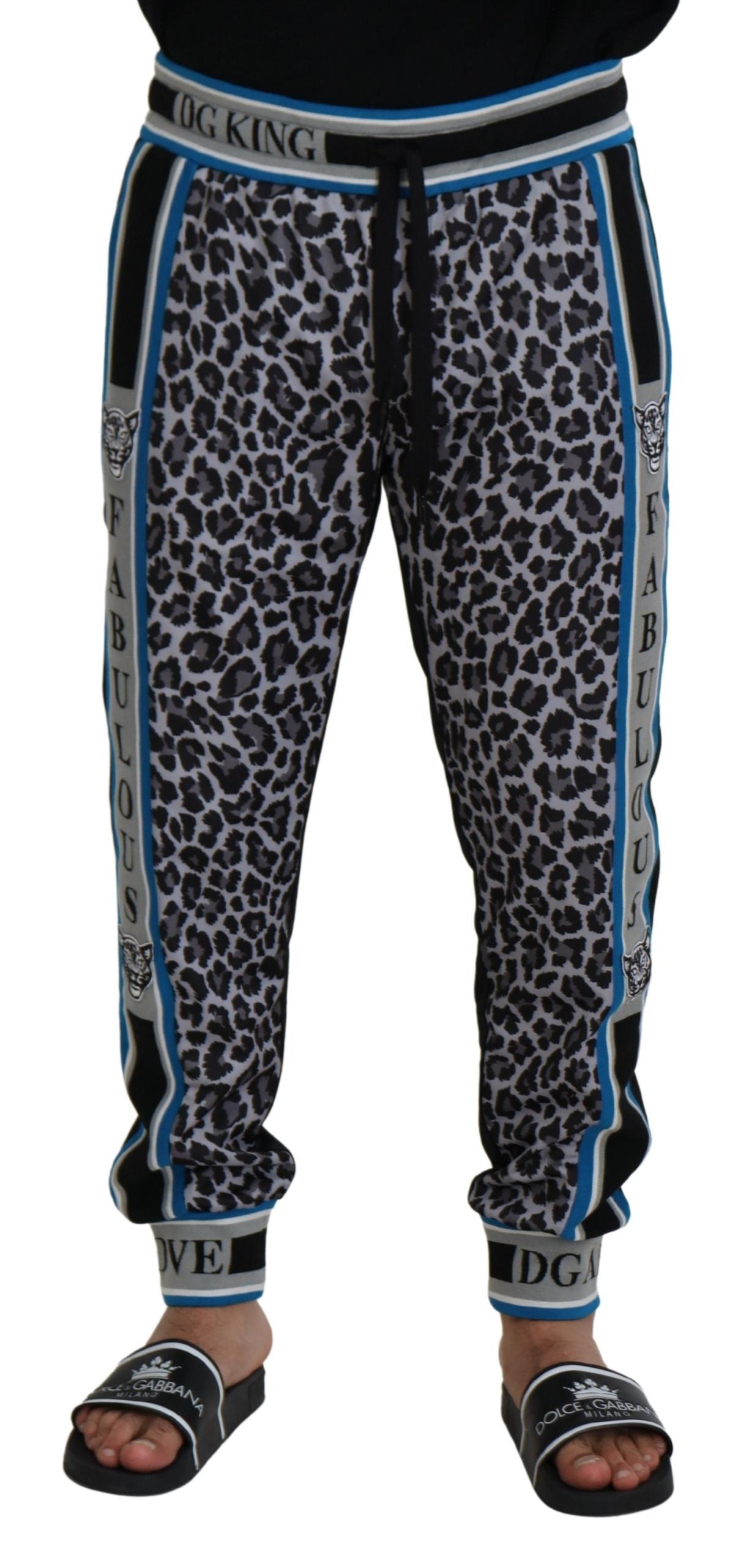 Dolce & Gabbana Mehrfarbige DG King Jogger-Hose mit Leopardenmuster