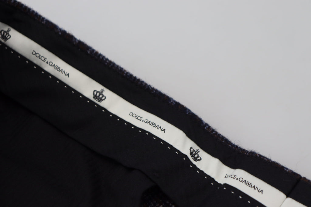 Dolce & Gabbana Graue karierte Mid Waist Herrenhosen