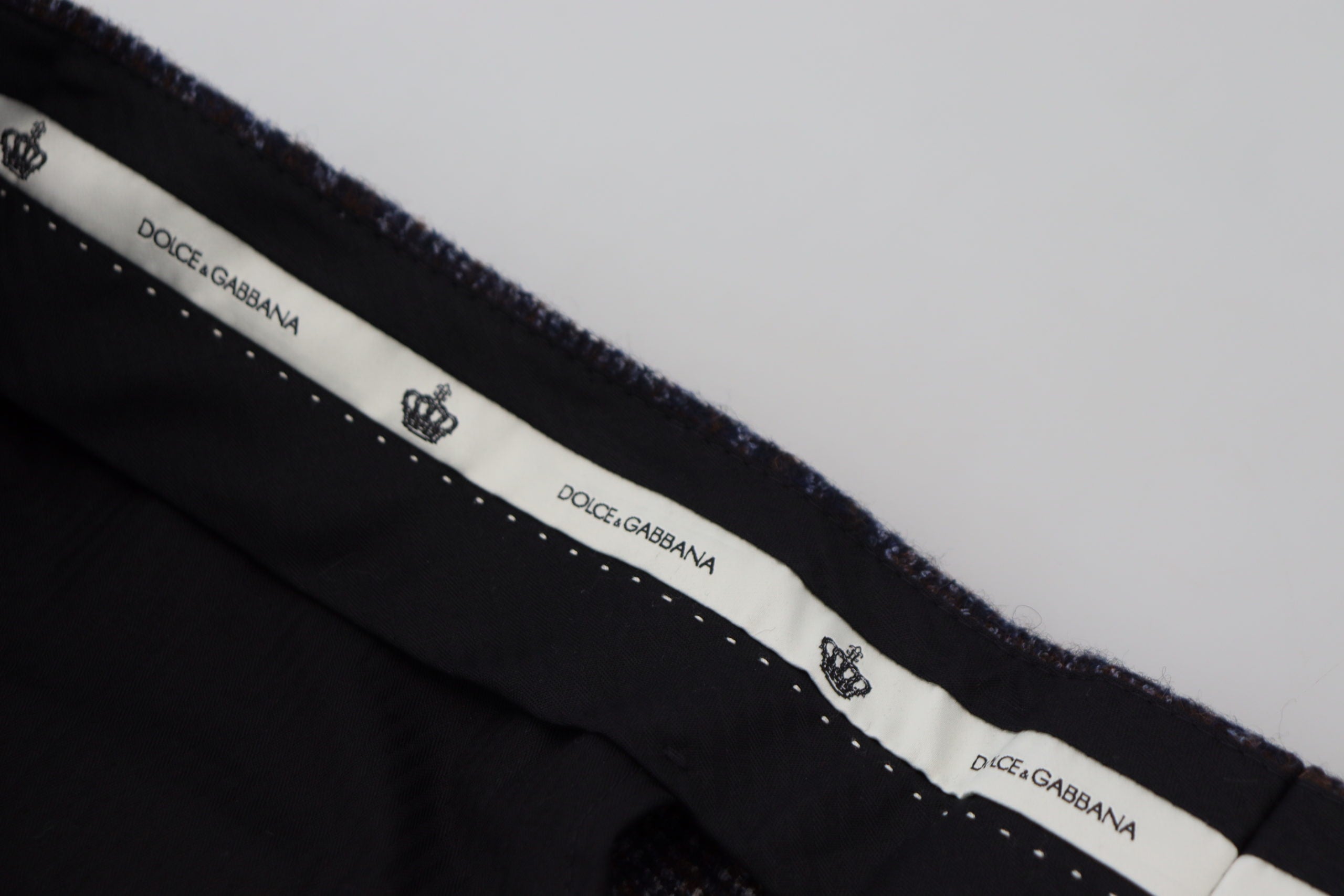 Dolce & Gabbana Graue karierte Mid Waist Herrenhosen