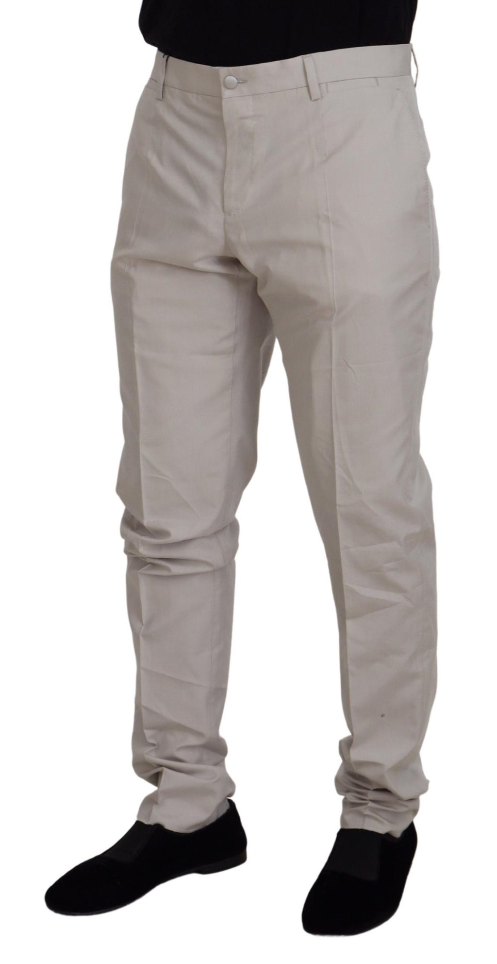 Dolce & Gabbana Mitteltaillierte Chino-Hose aus weißer Seide