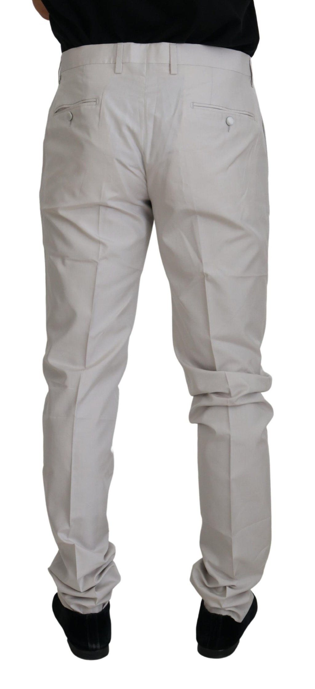 Dolce & Gabbana Mitteltaillierte Chino-Hose aus weißer Seide