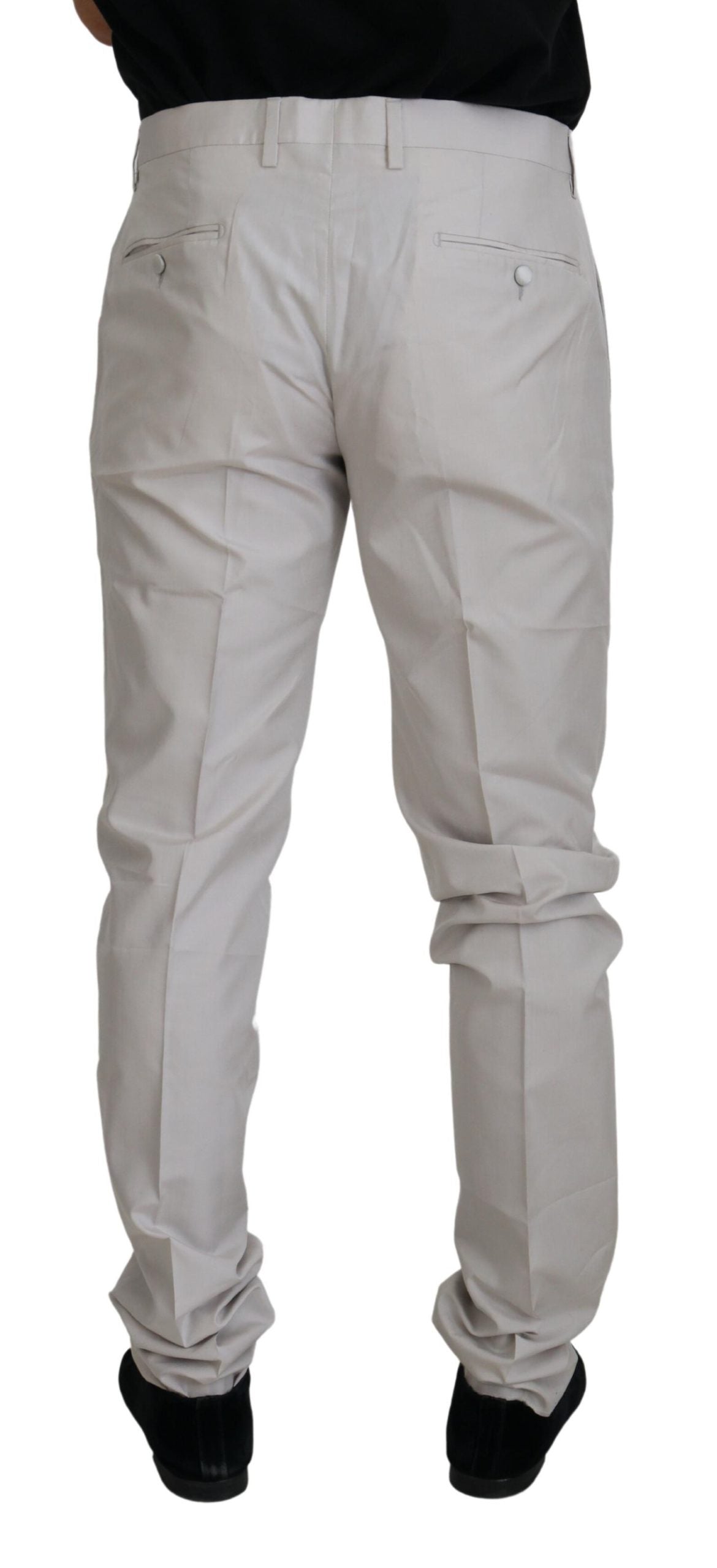 Dolce & Gabbana Mitteltaillierte Chino-Hose aus weißer Seide