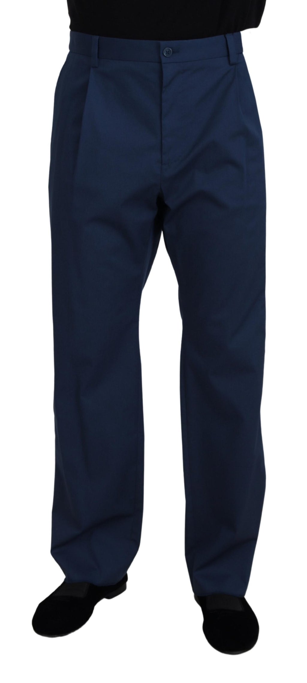 Dolce & Gabbana Blaue Baumwolle Straight Fit Hose