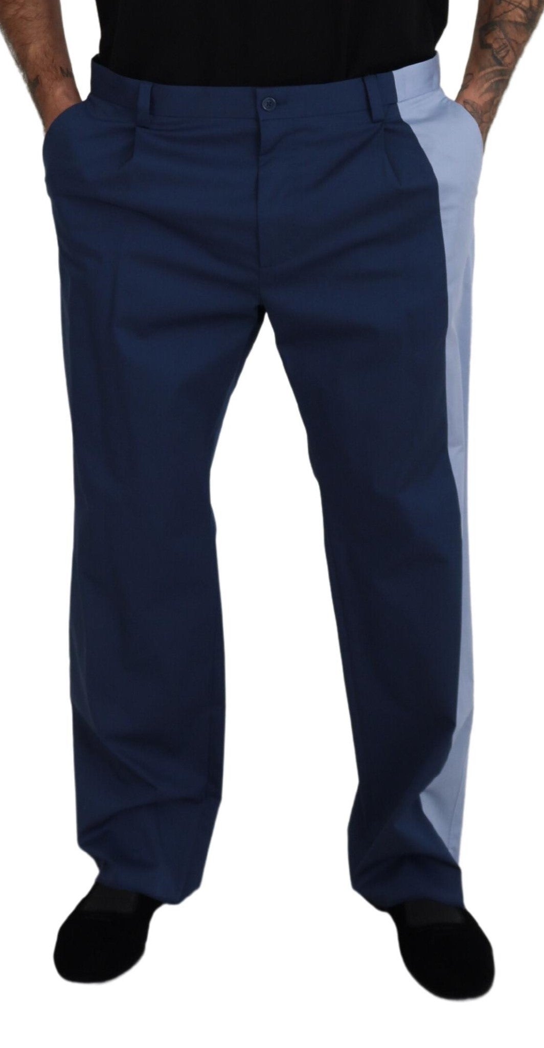 Dolce & Gabbana Blaue Baumwolle Straight Fit Hose