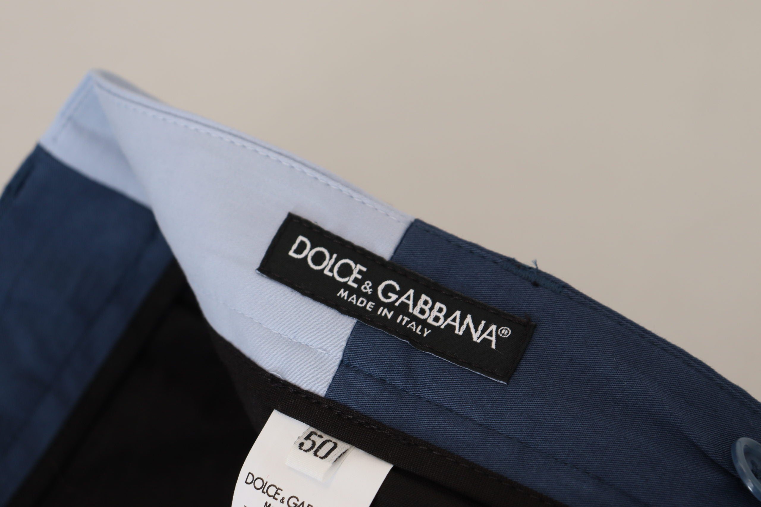 Dolce & Gabbana Blaue Baumwolle Straight Fit Hose