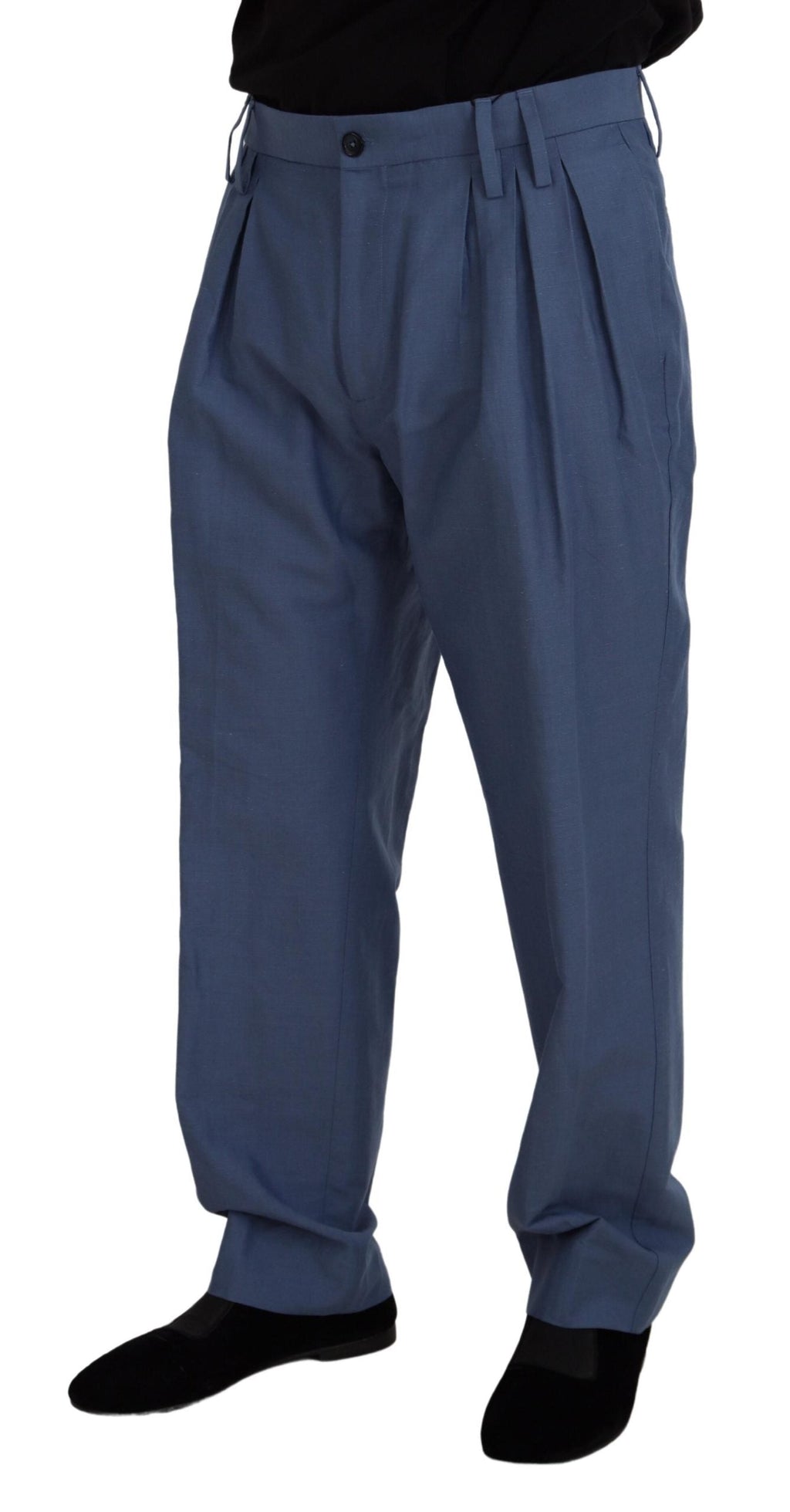 Dolce & Gabbana Blaue Leinen Chino Herren Formal Hosen