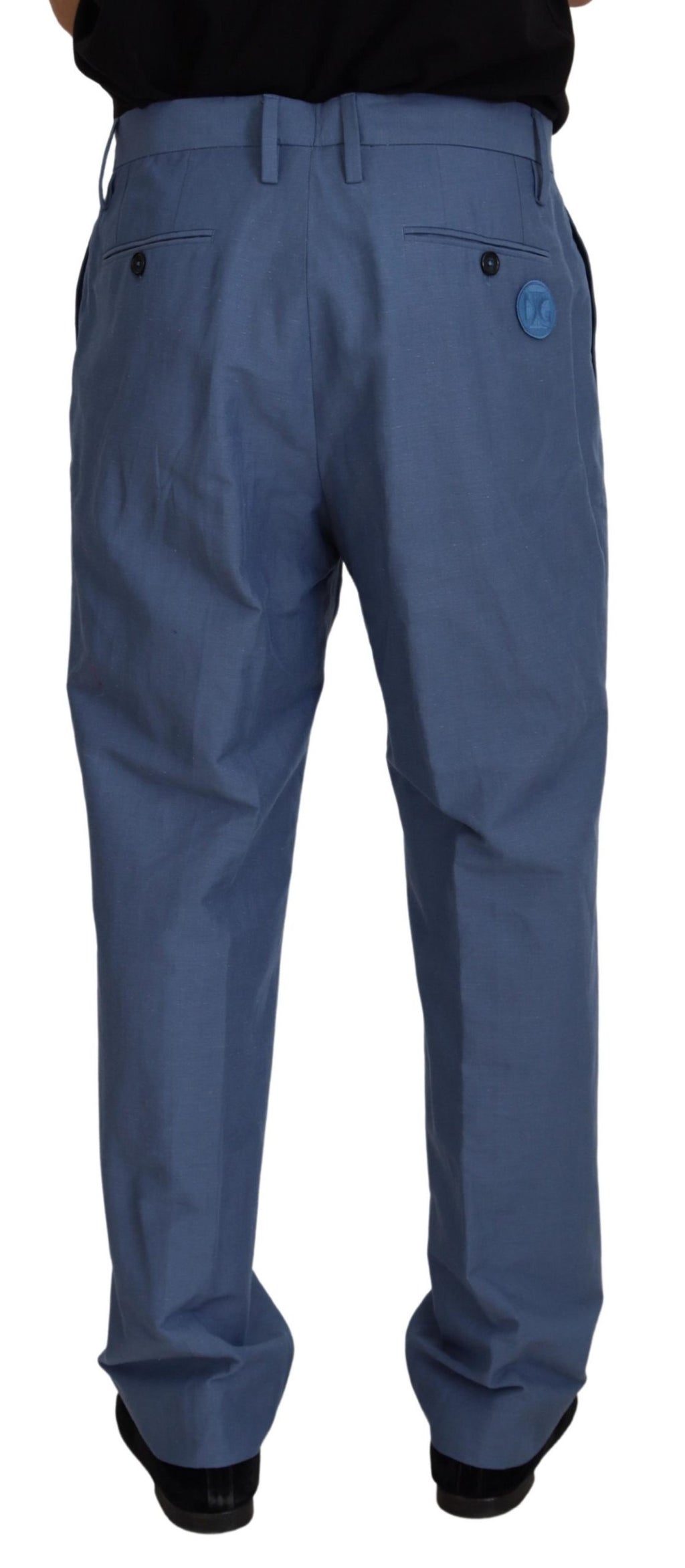 Dolce & Gabbana Blaue Leinen Chino Herren Formal Hosen