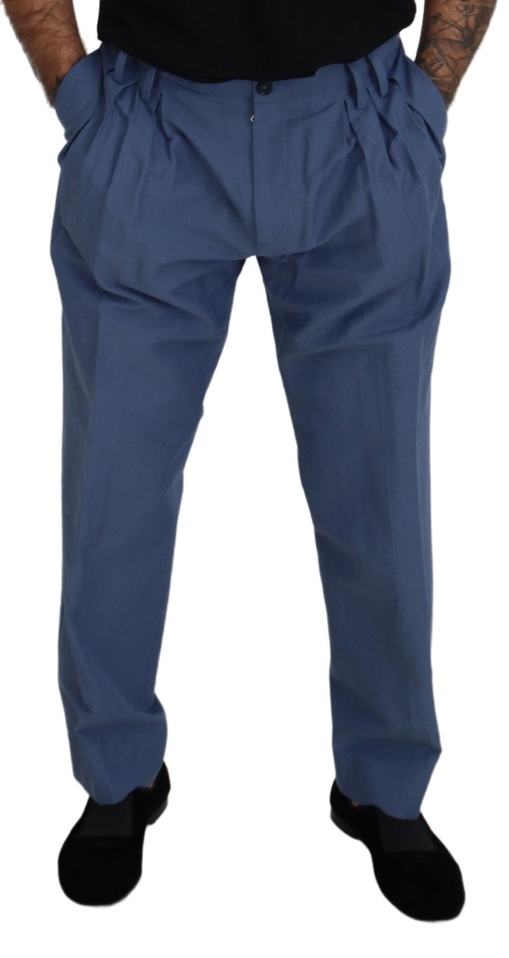Dolce & Gabbana Blaue Leinen Chino Herren Formal Hosen
