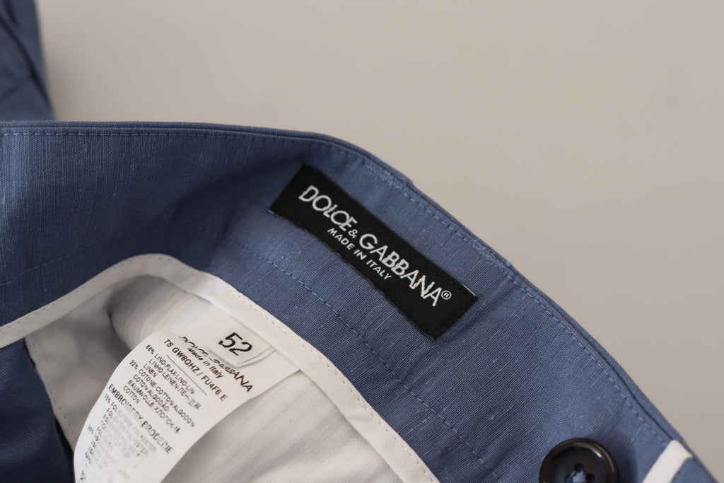 Dolce & Gabbana Blaue Leinen Chino Herren Formal Hosen