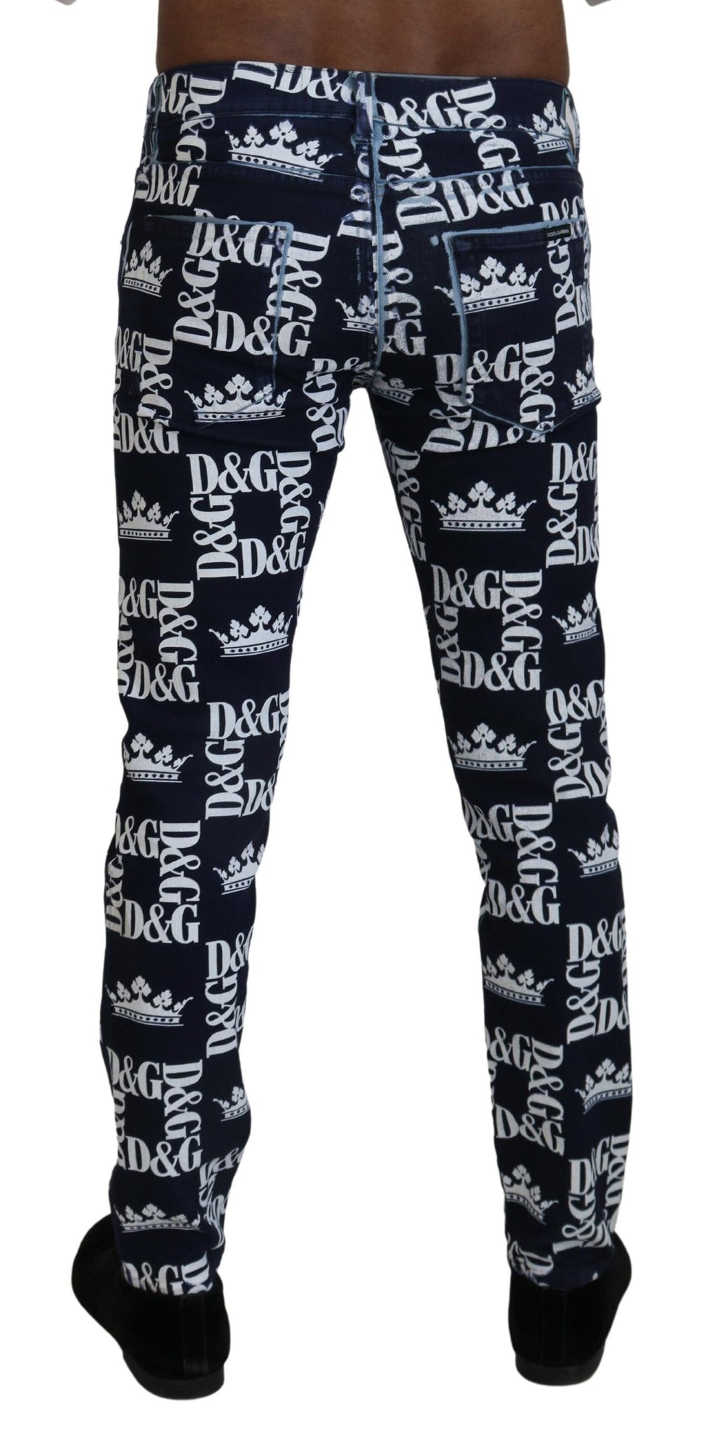 Dolce & Gabbana Blaue Cotton DG Crown Skinny Denim Jeans