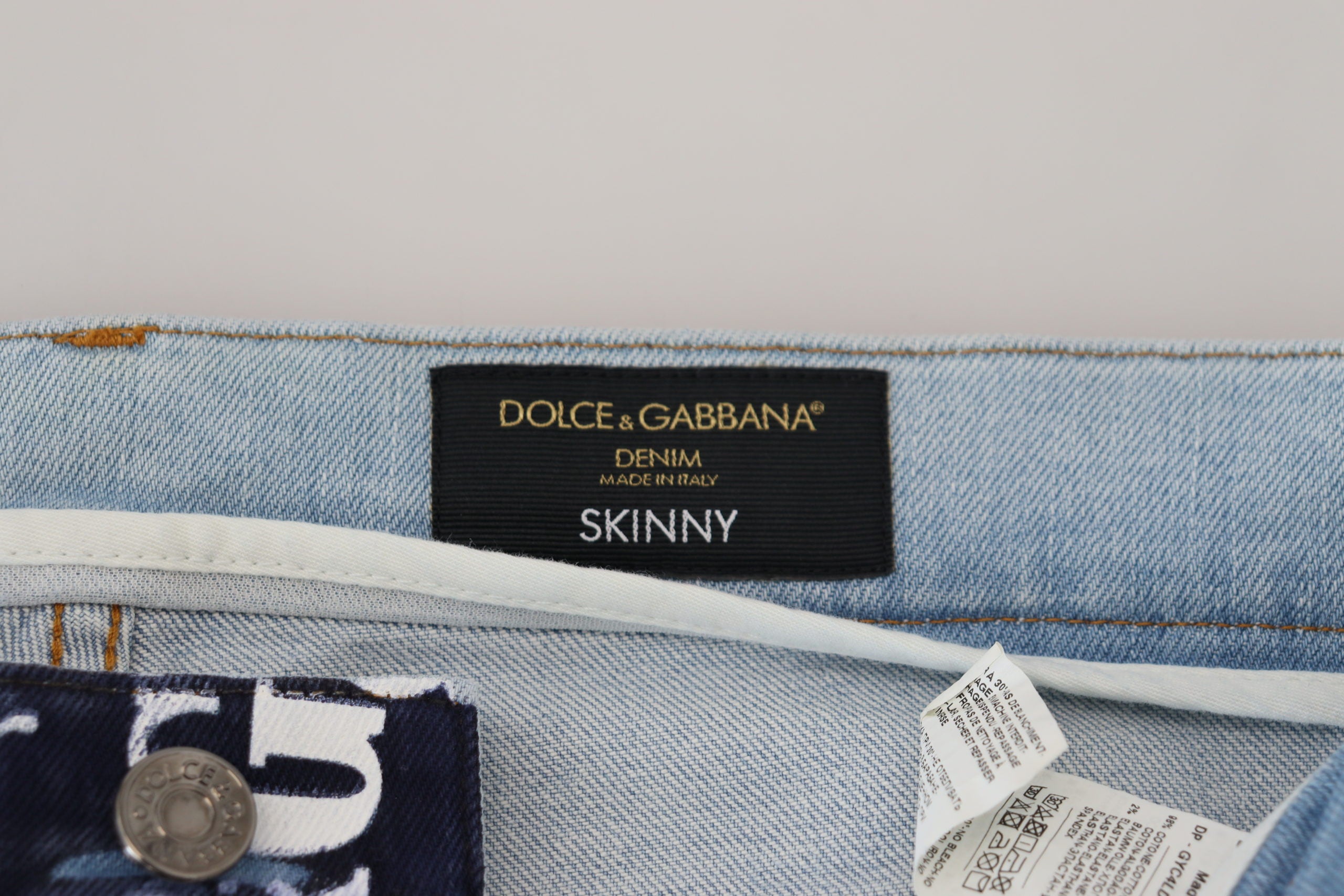 Dolce & Gabbana Blaue Cotton DG Crown Skinny Denim Jeans