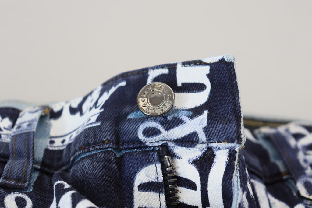 Dolce & Gabbana Blaue Cotton DG Crown Skinny Denim Jeans