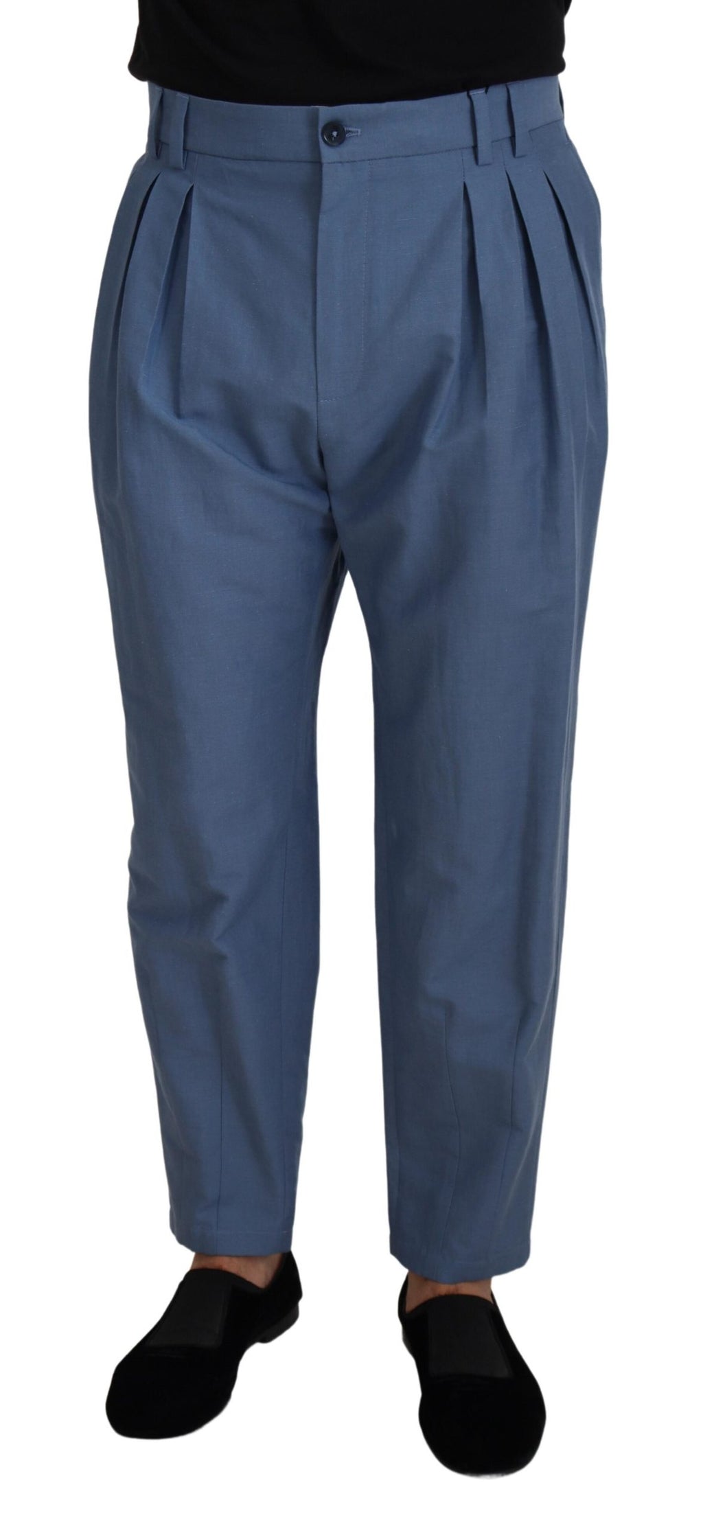 Dolce & Gabbana Blaue Leinen Chino Formal Hose