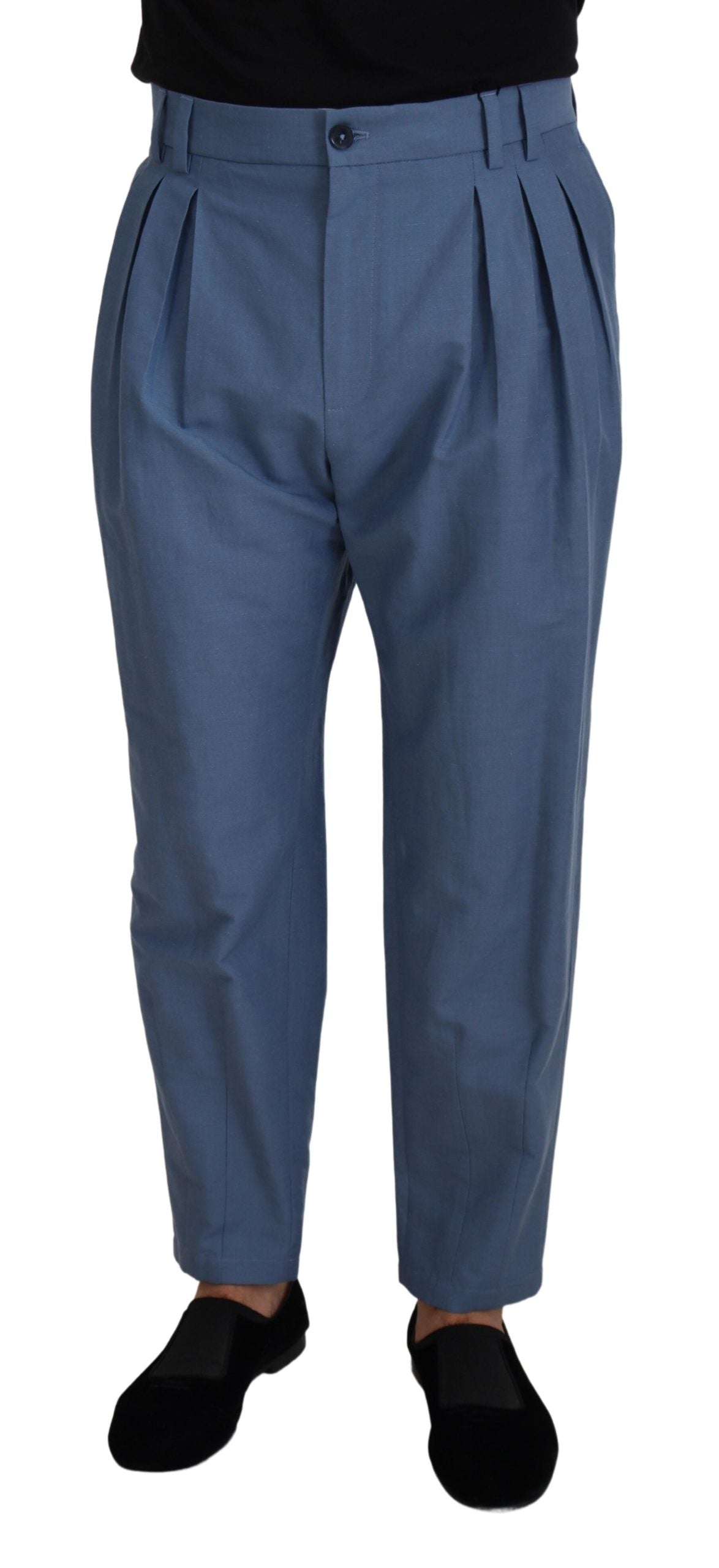 Dolce & Gabbana Blaue Leinen Chino Formal Hose