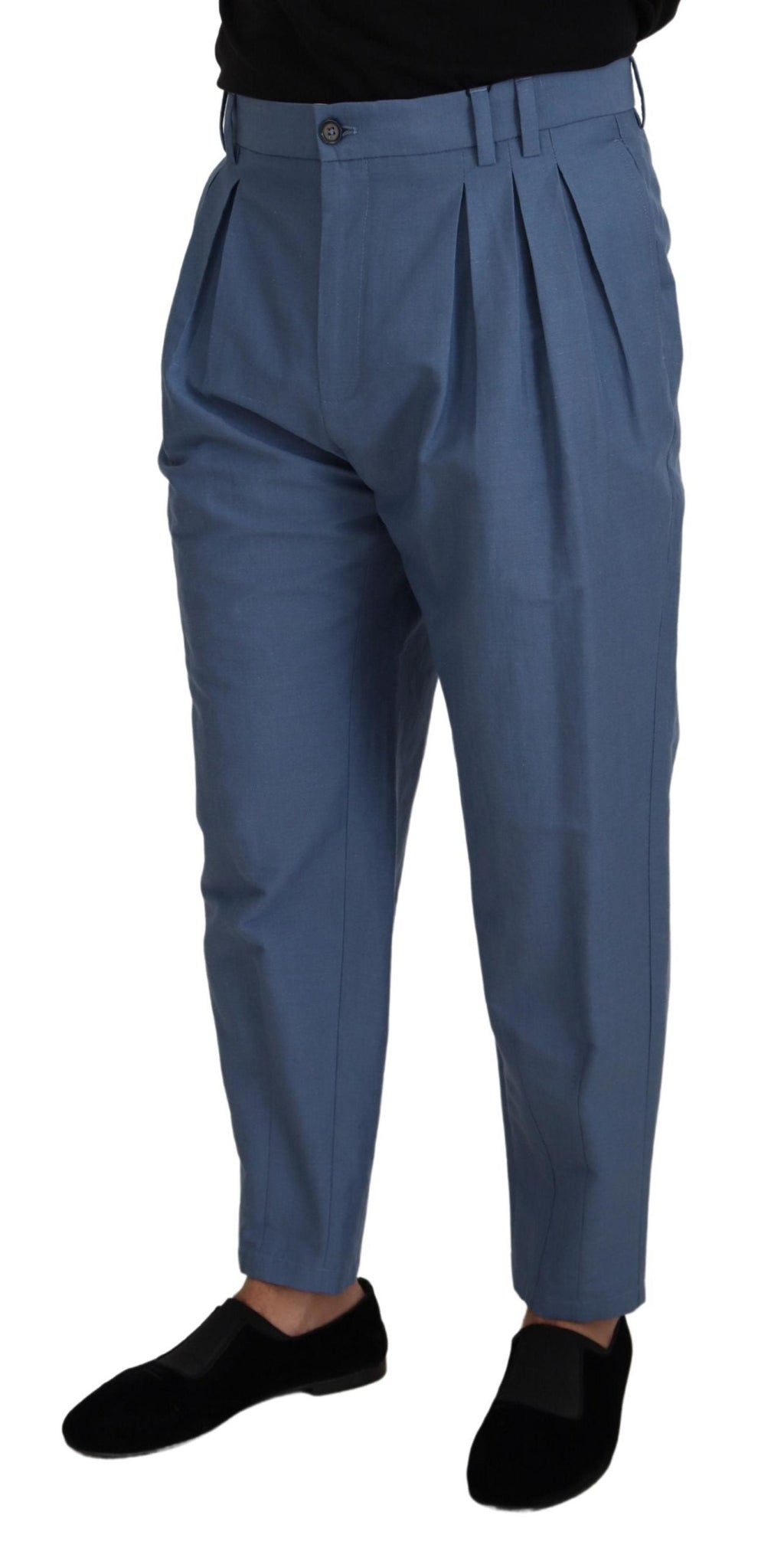 Dolce & Gabbana Blaue Leinen Chino Formal Hose