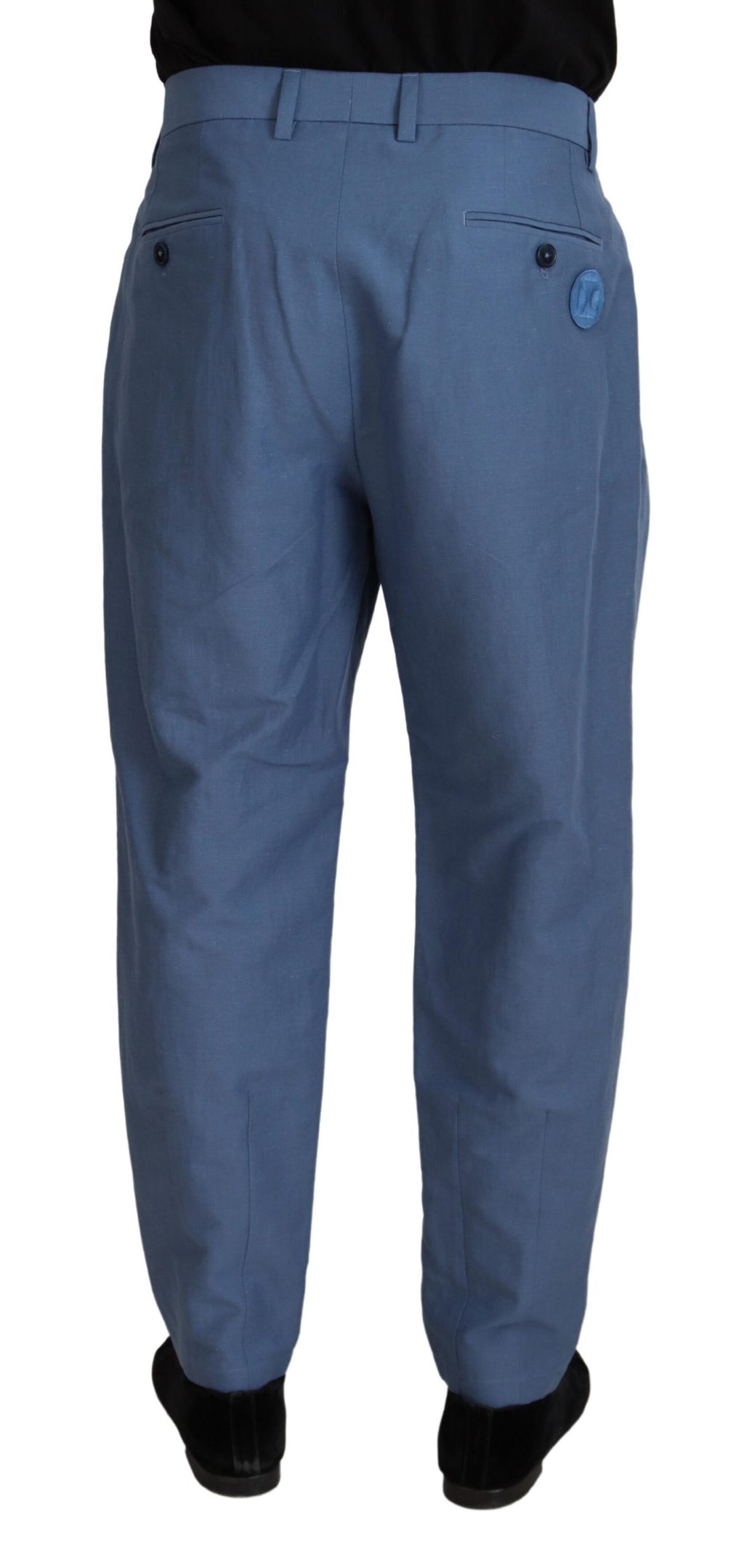 Dolce & Gabbana Blaue Leinen Chino Formal Hose