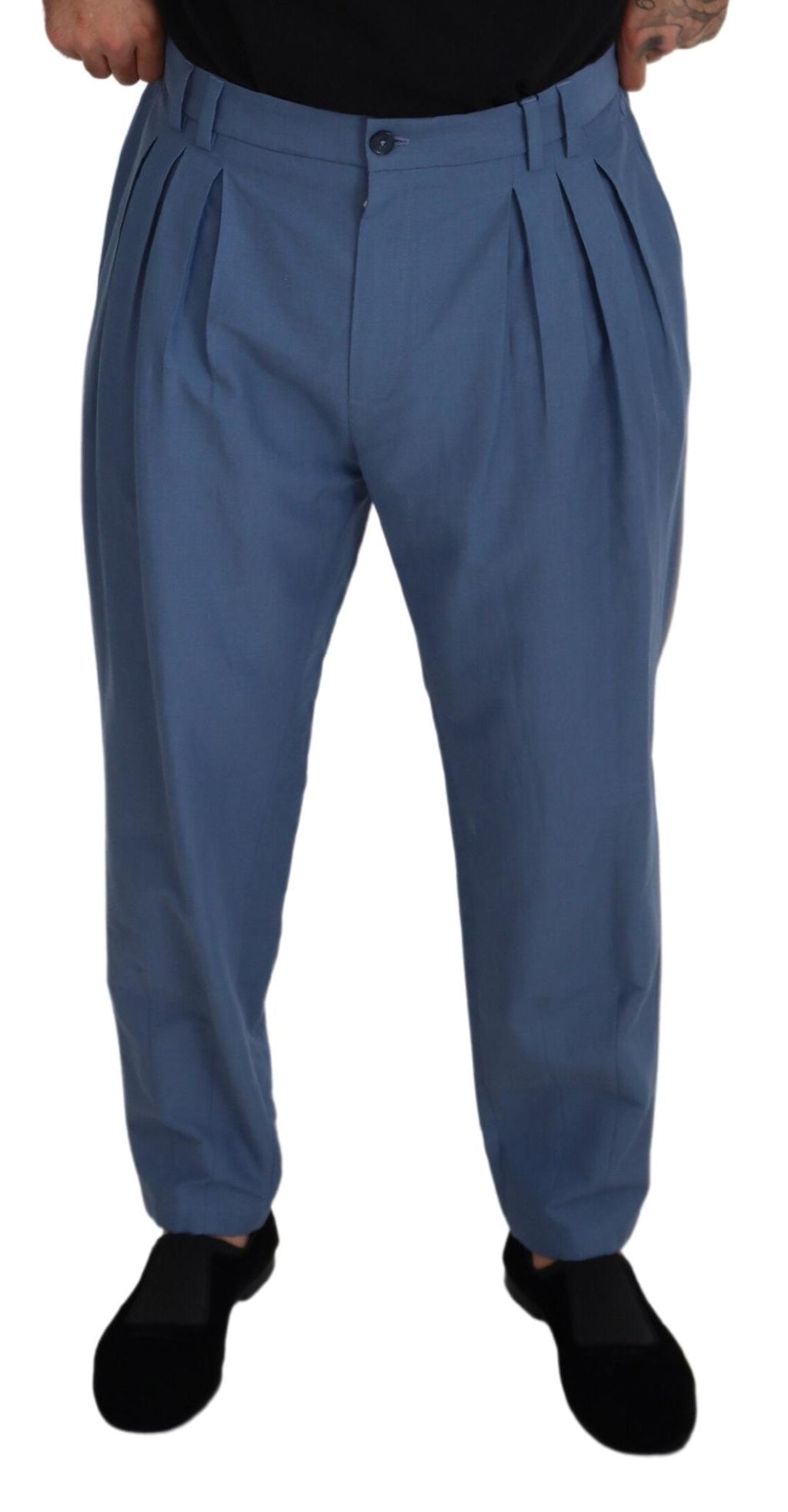 Dolce & Gabbana Blaue Leinen Chino Formal Hose