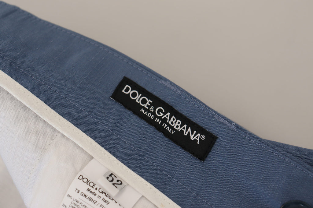 Dolce & Gabbana Blaue Leinen Chino Formal Hose