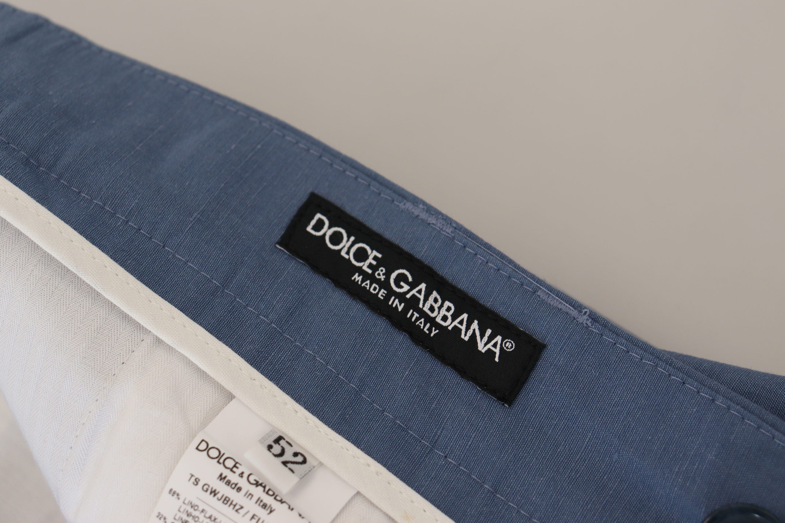 Dolce & Gabbana Blaue Leinen Chino Formal Hose
