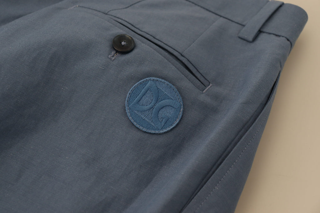 Dolce & Gabbana Blaue Leinen Chino Formal Hose