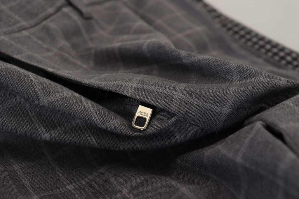 Dolce & Gabbana Grau karierte Chino-Hose aus Baumwolle