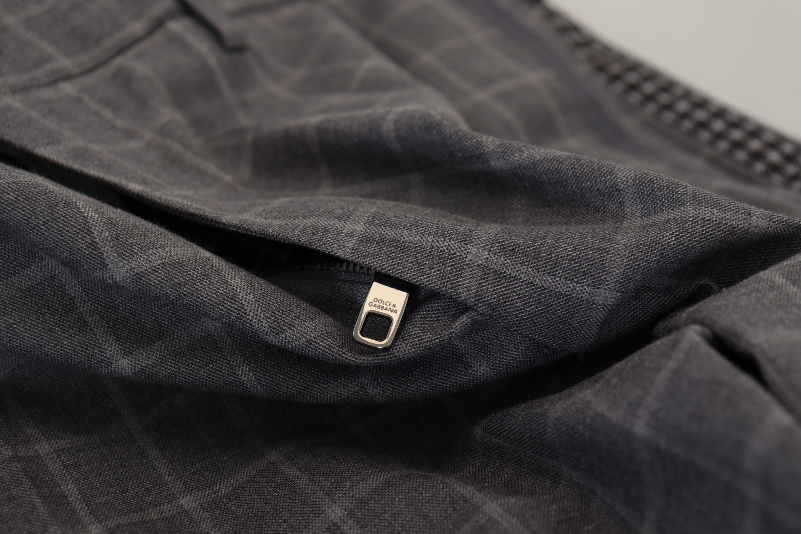 Dolce & Gabbana Grau karierte Chino-Hose aus Baumwolle