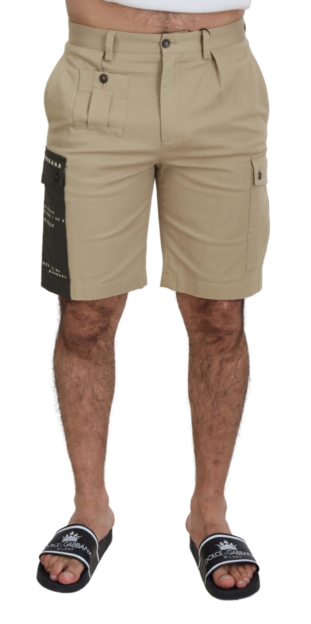 Dolce & Gabbana Beigefarbene Cargo-Bermudashorts aus Baumwolle