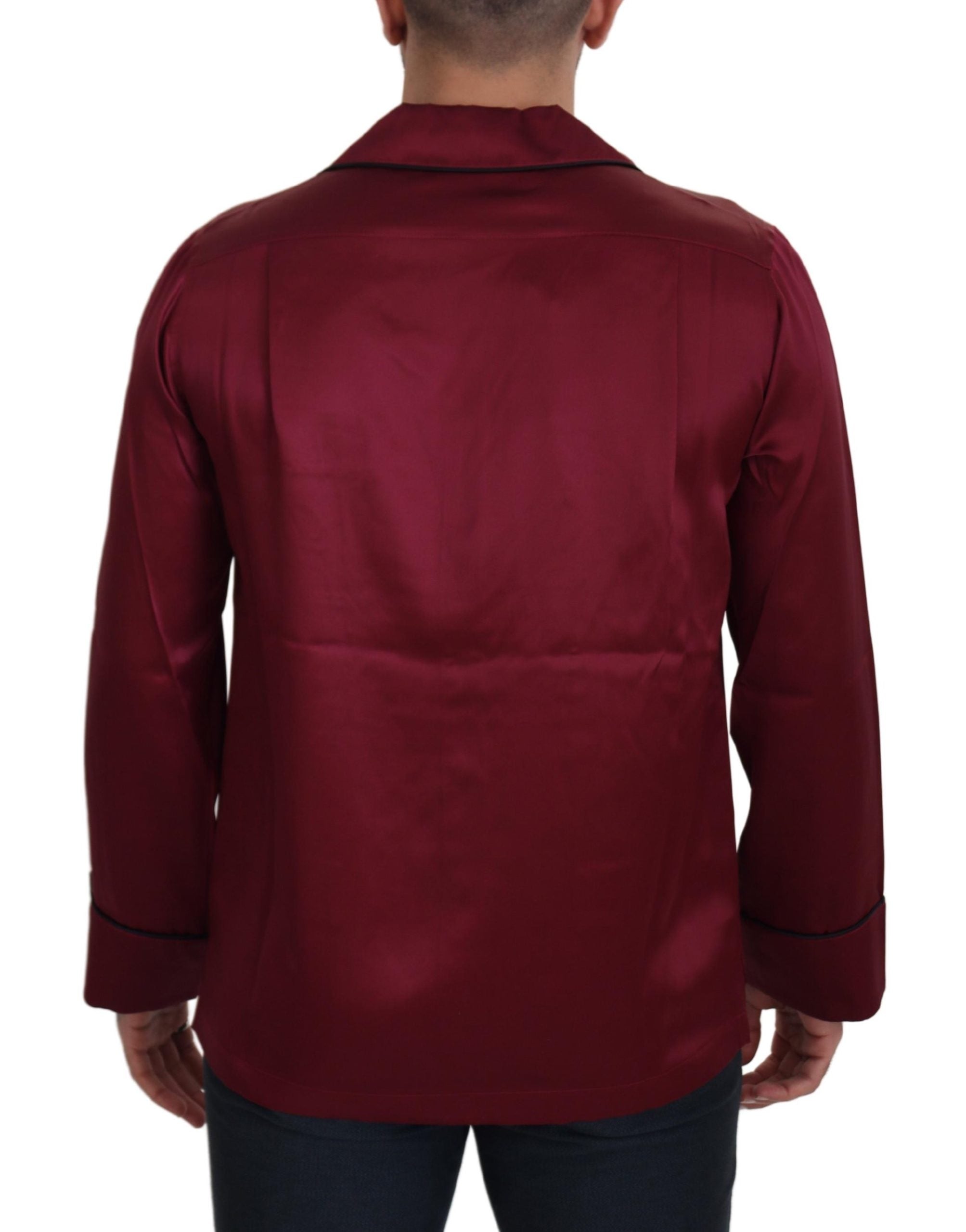 Dolce & Gabbana Rotes Seiden-Lounge-Top Pyjama-Schlafanzug-Shirt