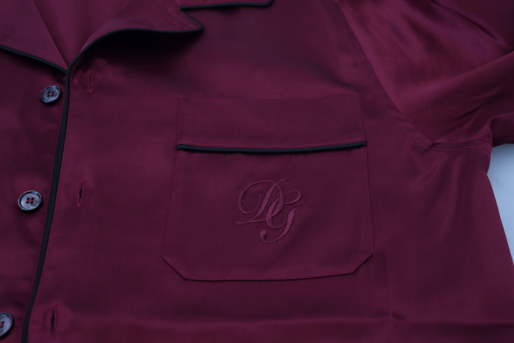 Dolce & Gabbana Rotes Seiden-Lounge-Top Pyjama-Schlafanzug-Shirt