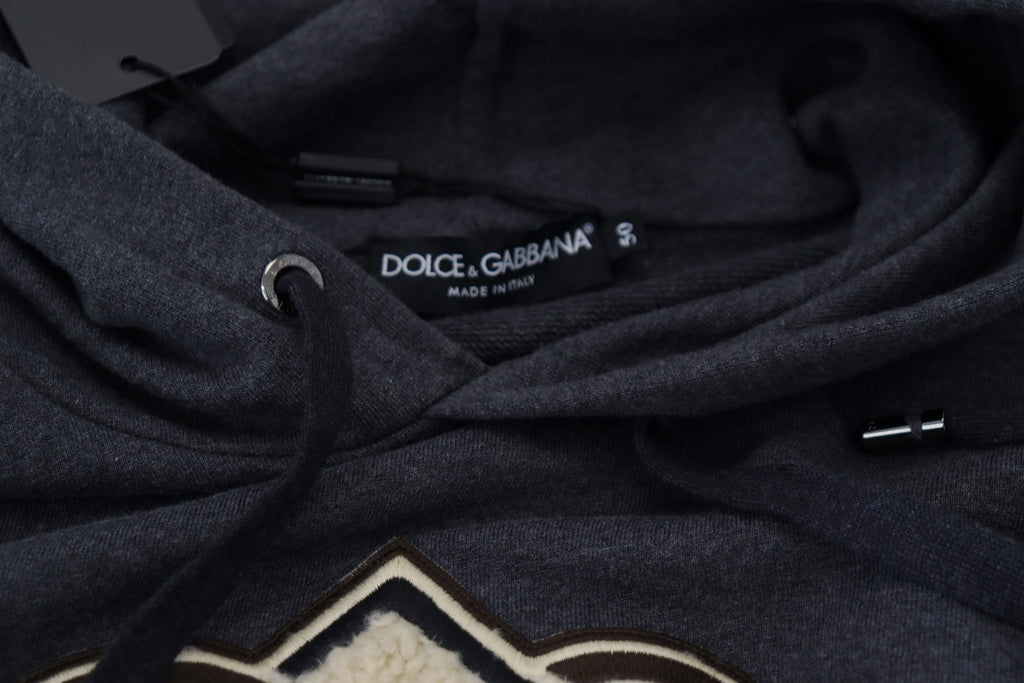 Dolce & Gabbana Graues Logo-Sweatshirt aus Baumwolle mit Kapuze Pullover