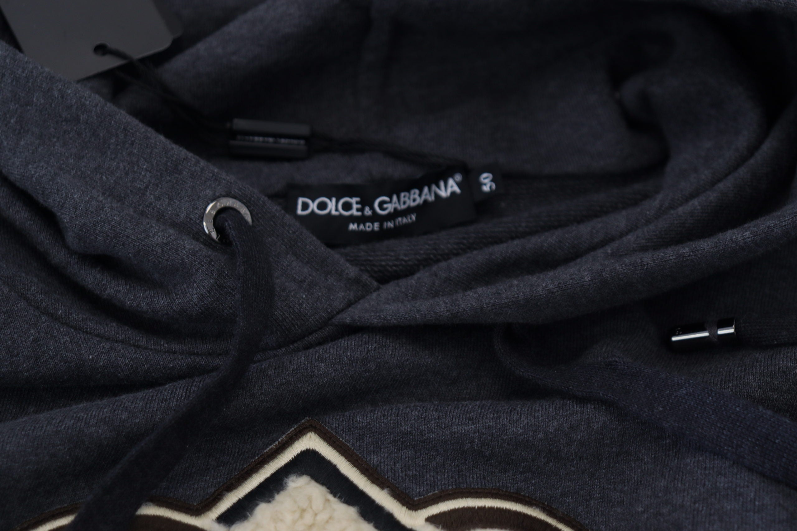 Dolce & Gabbana Graues Logo-Sweatshirt aus Baumwolle mit Kapuze Pullover